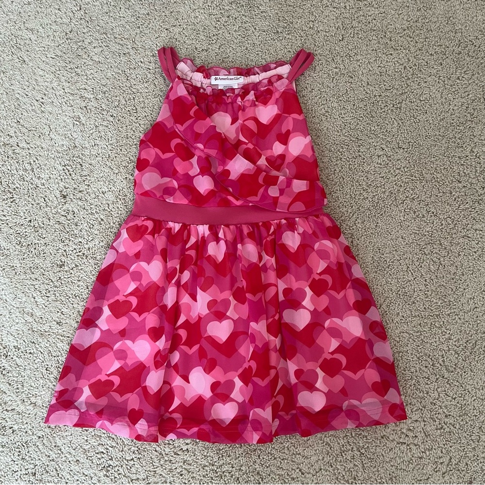 SALE! NWOT. American Girl Sleeveless Red & Pink Heart Dress. Size: 8.